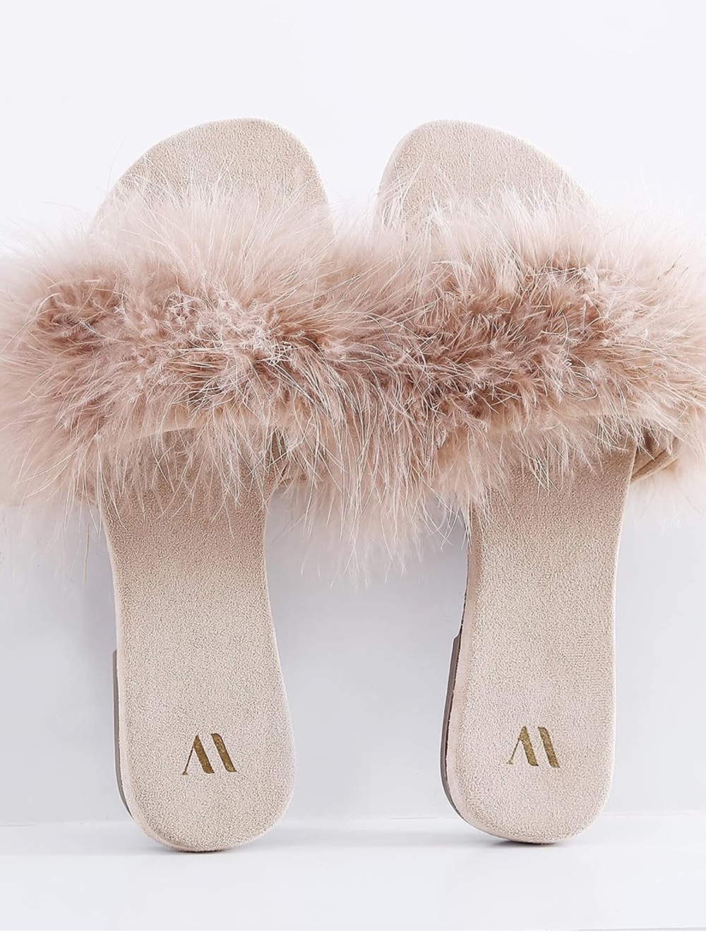 Source Unknown Beige Faux Fur Slide Sandals Slippers Feminine Size 9 Fairy